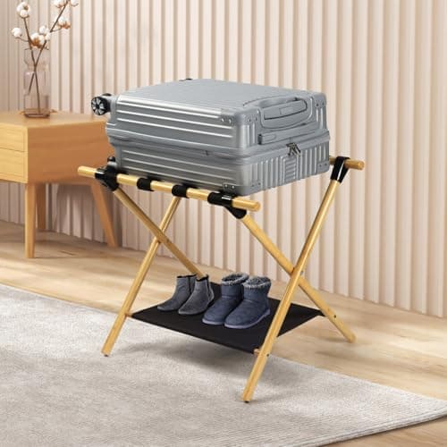 JinDoWin Natural Wood Luggage Rack for Guest Room (1 Pack)