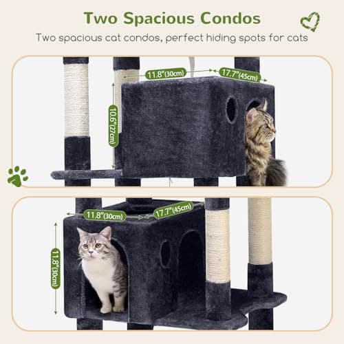 Giant 83 Inch Cat Tree for Large Cats, 9 Scratching Posts, Dark Grey