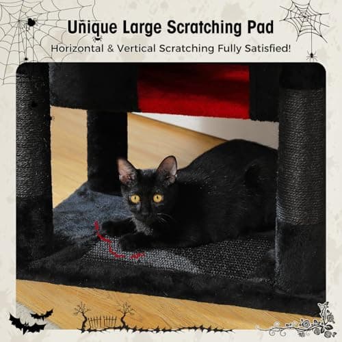 Gothic Cat Tree for Large Cats with Scratching Posts and Pads