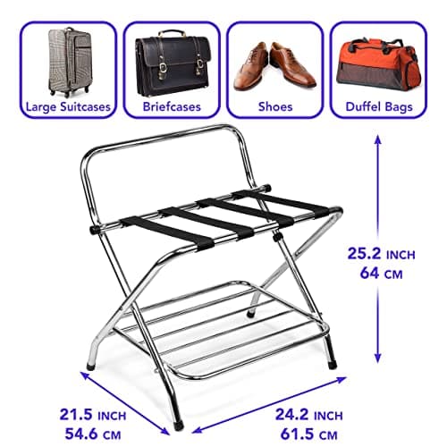 Foldable Metal Suitcase Stand for Guest Room