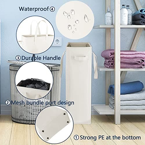Odonata Slim Collapsible Laundry Hamper Beige 45L