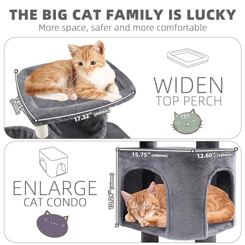 YOUPET Grey 33.46in Multi-Level Cat Tree with Hammocks and Scratching Posts