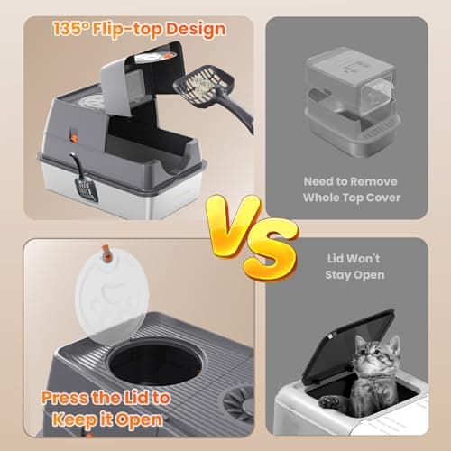 Extra Large Enclosed Stainless Steel Cat Litter Box with Lid & Scoop