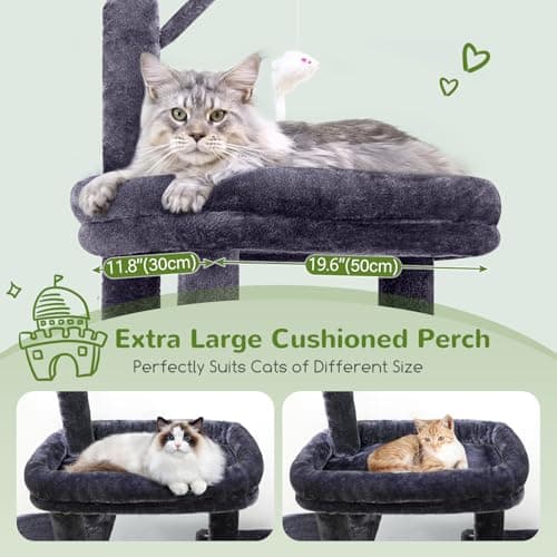 F50 Heavy Duty Cat Tree Tower for Large Indoor Cats, Dark Grey