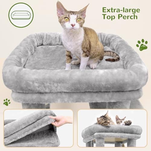 Heavy Duty F61 Cat Tower for Large Cats, Scratching Post & Light Grey