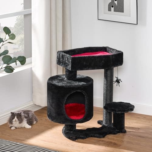 Gothic Cat Tree with Coffin Bed for Halloween Kittens