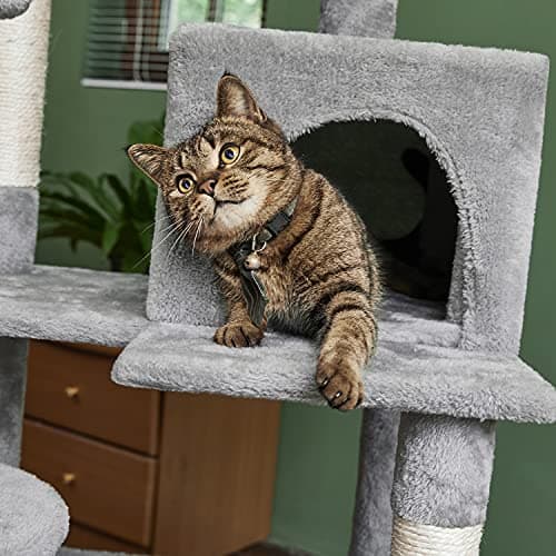 Catinsider Multi-Level Cat Tree with Sisal Scratching and Plush Perches Light Gray