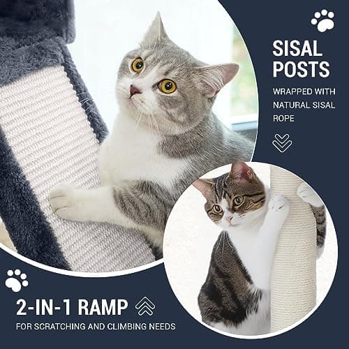 Allewie 68" Smokey Grey Cat Tree with Towers and Condo