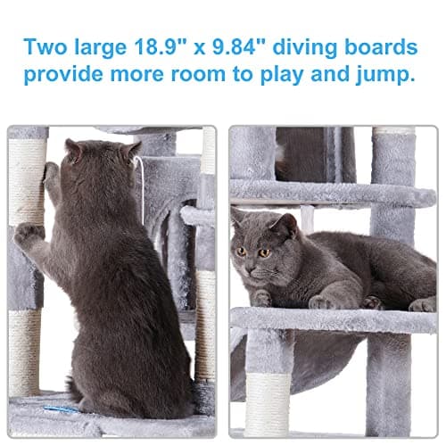 Hey-brother Light Gray 71" XL Cat Tree with 3 Padded Perches & Scratcher MPJ034W