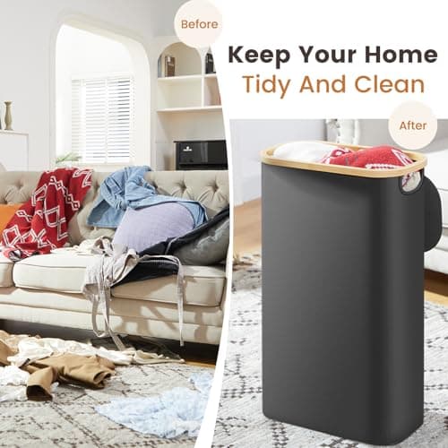 Slim Laundry Hamper with Lid for Small Spaces