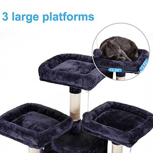 Smoky Gray XL Cat Tree - 71 Inches Multi-Level with 3 Perches & Scratcher MPJ034G