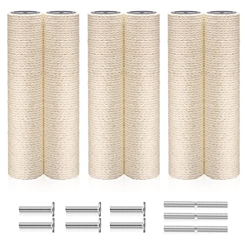 White Hemp Rope Refill for 6 Pack Cat Scratching Post, Large Indoor Cat Tower