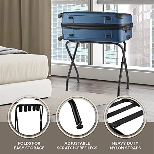 Bartnelli Black Steel 2-Pack Collapsible Suitcase Stand (Black Nylon Straps)