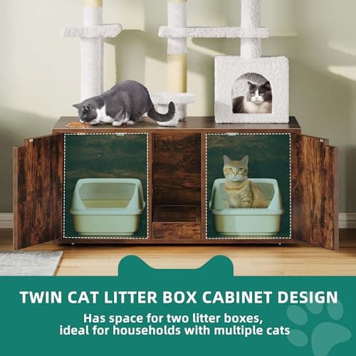 YITAHOME 71 Inch Cat Tree with Double Litter Box Enclosure and Cat Tower Condo for 2 Cats