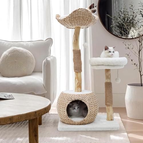 Luxury Cat Tree Tower with Scratching Post & Hanging Ball for Multi-Cat Homes