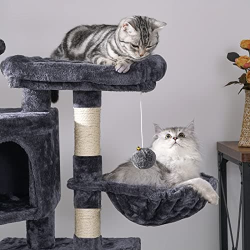 Bewishome Multi-Level Cat Tree Tower for Indoor Cats Grey MMJ05B