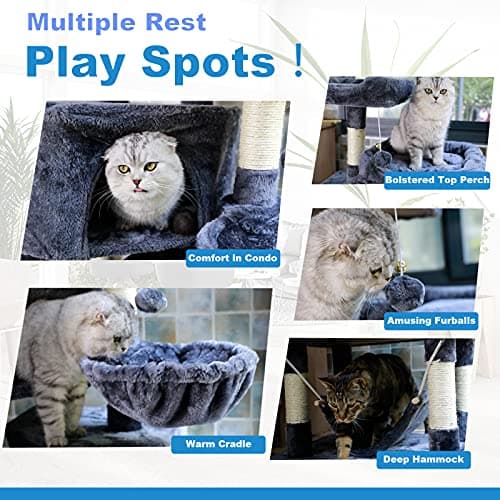 NEGTTE Multi-Level Cat Tree for Large Cats - Cat Condo & Climbing Tower