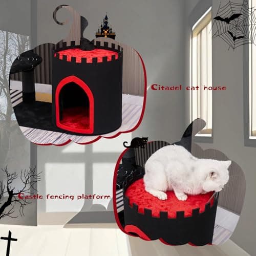 Gothic Cat Castle with Coffin Bed & Scratching Posts