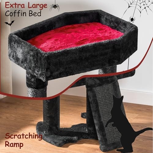 Gothic Cat Tree with Coffin Bed and Condo – Halloween-Inspired Pet Furniture