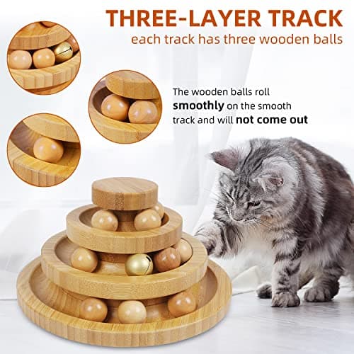 3-Level Cat Ball Tower, 9 Removable Balls, Interactive Toy - Medium Size