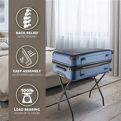 Bartnelli Black Steel 2-Pack Collapsible Suitcase Stand (Black Nylon Straps)