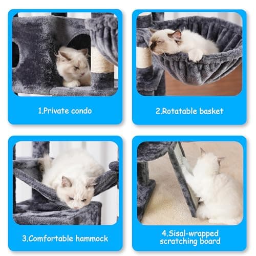 Smoky Gray Multi-Level Cat Tree for Indoor Cats MPJ037G