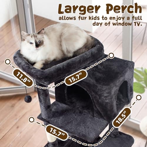 Grey Multi-Level Cat Tree with_scratching Posts & Playground for Indoor Cats