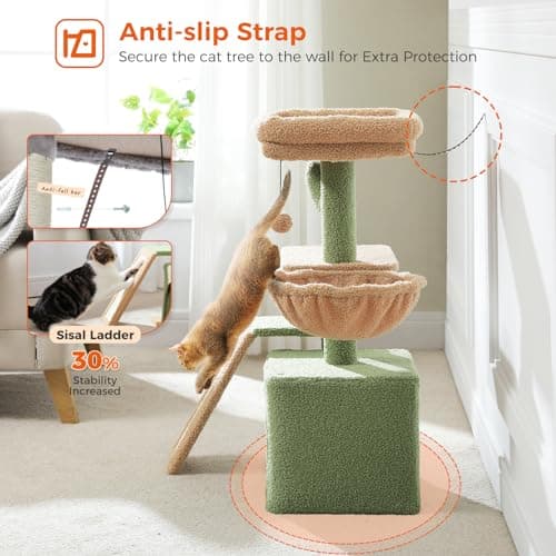 Petepela Green Cactus Cat Tree for Indoor Kittens
