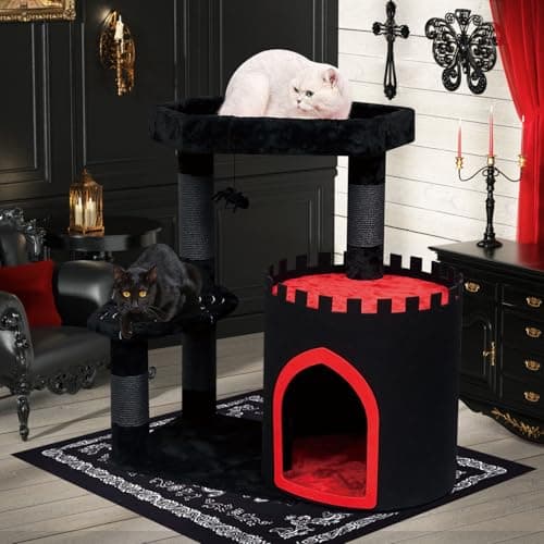 Gothic Cat Castle with Coffin Bed & Scratching Posts