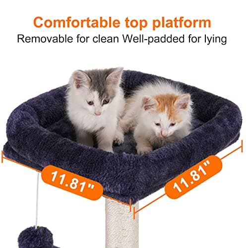 Cat Tower Condo with Toy, Hammock, and Scratching Posts for Indoor Cats