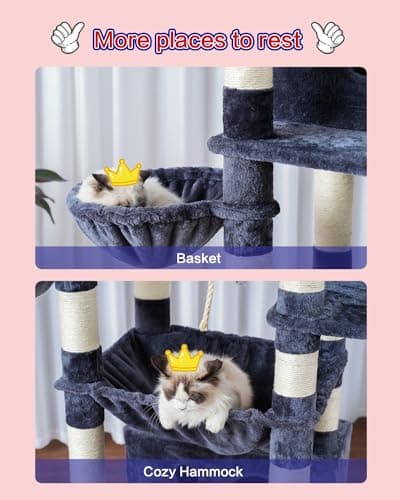 Smoky Gray Large Cat Tree for Indoor Adult Cats GCT030G