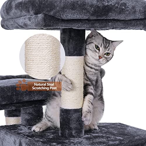 Bewishome Multi-Level Cat Tree Tower for Indoor Cats Grey MMJ05B