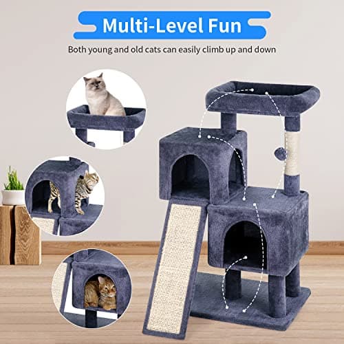 BestPet 36" Indoor Cat Tree with Scratching Posts & Toys, Dark Grey
