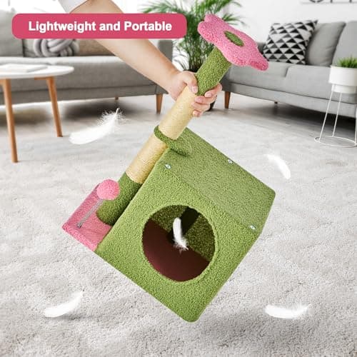 24 Inch Pink Floral Cat Tree for Indoor Cats