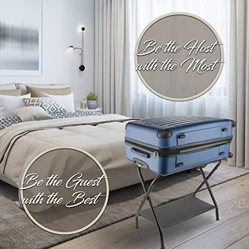 Bartnelli 2-Pack Premium Luggage Rack with Folding Shelf