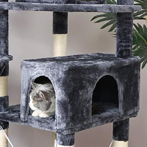 BEWISHOME Large Multi-Level Cat Tree with Plush Perches and Sisal Post MMJ14H