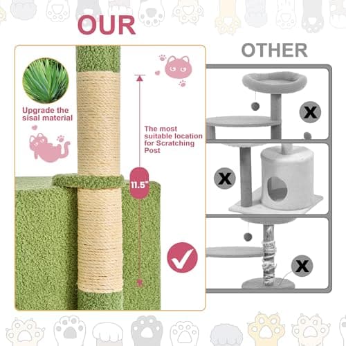 24 Inch Pink Floral Cat Tree for Indoor Cats