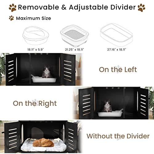 Recaceik Cat Litter Box with Tree, Hidden Washroom & Scratching Post, Black