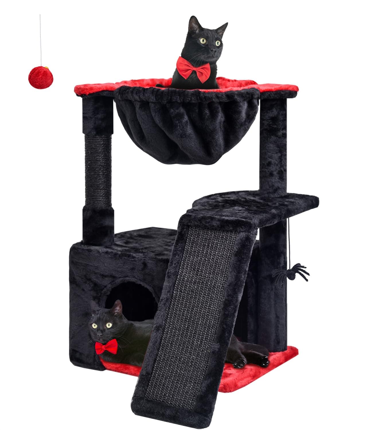 SYANDLVY Gothic Indoor Cat Tree for Large Adults with Scratching Posts & Plush Perch Black