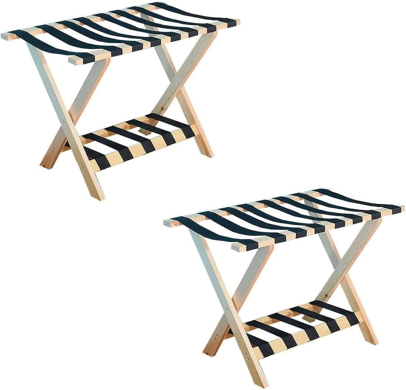 Solid Wood Luggage Stand 2 Pack - Suitcase Rack for Hotel & Bedroom