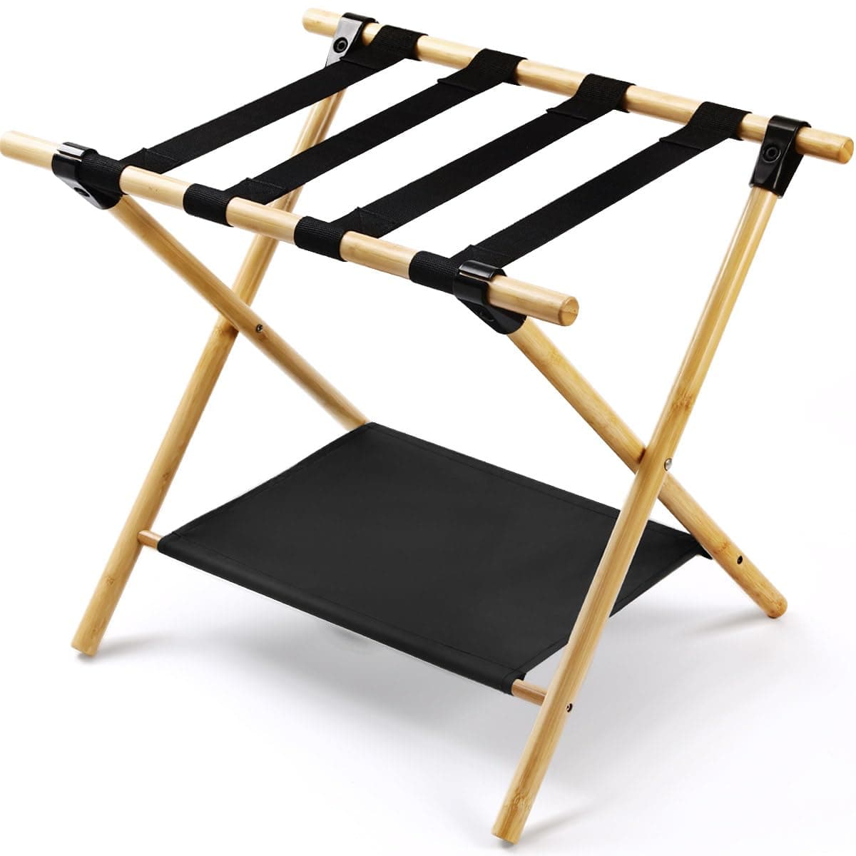 JinDoWin Natural Wood Luggage Rack for Guest Room (1 Pack)