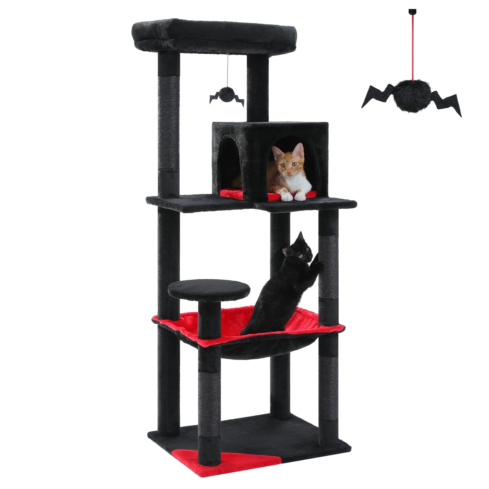 PETEPELA Gothic Cat Tree for Indoor Cats, Tall Tower with Large Hammock, Sisal Scratching Posts, Cozy Condo & Top Perch