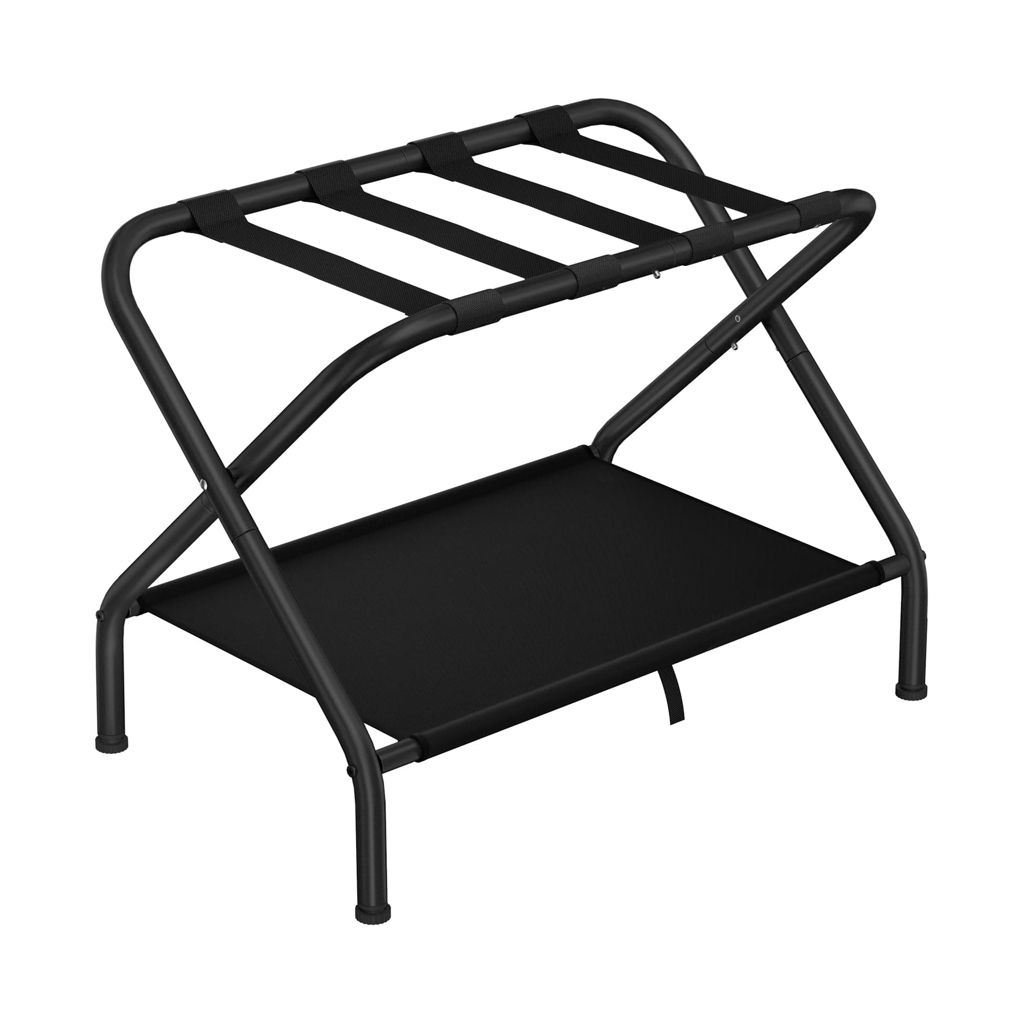 Dunatou Folding Luggage Rack, Sturdy Storage Shelf for Hotel Rooms, Black