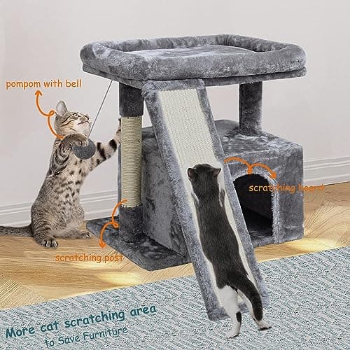 Light Grey Indoor Cat Tree with Scratching Post & Perch (Stable Condominium)