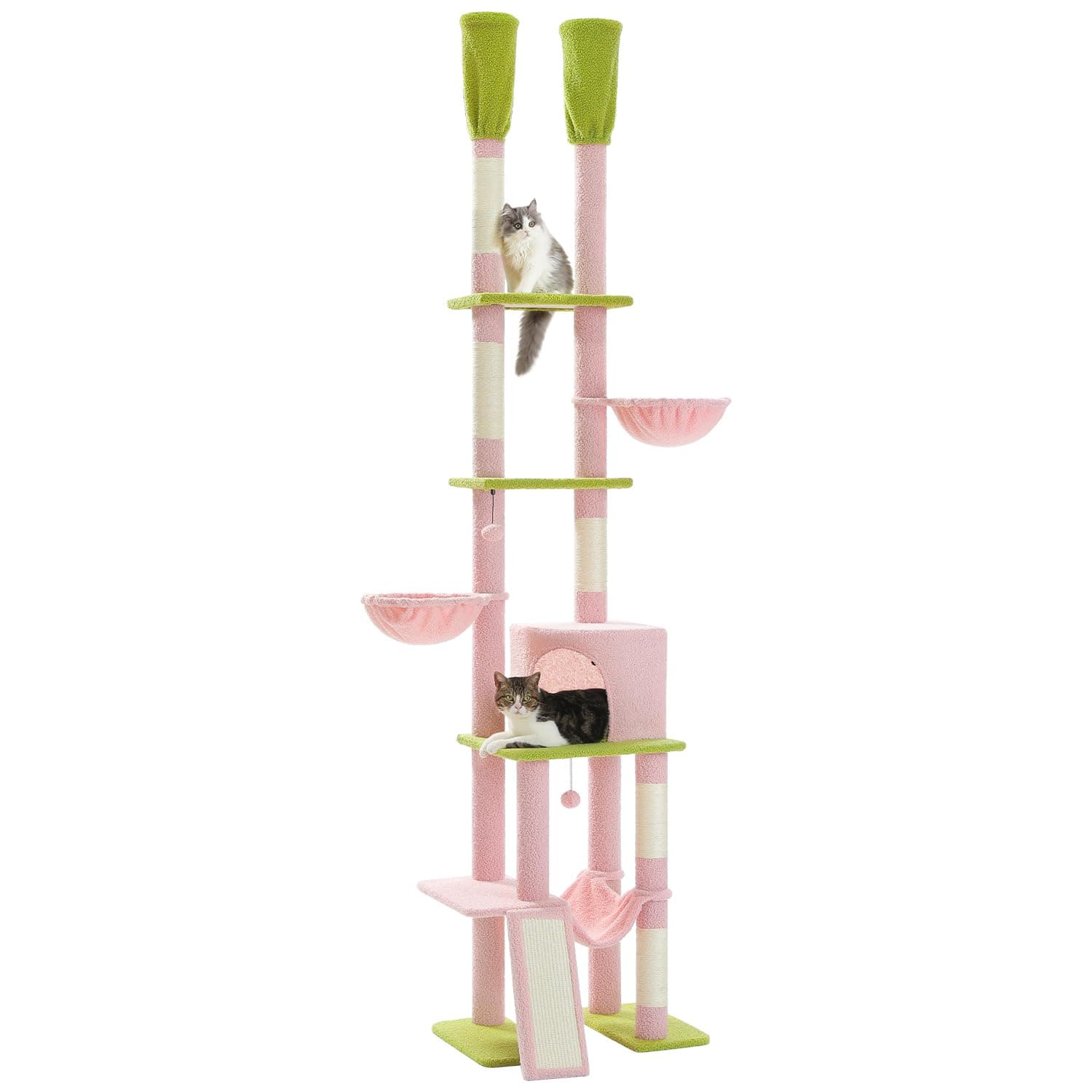 PAWZ Road Pink Cat Tree with 7 Tiers & Cozy Hammocks for Indoor Cats