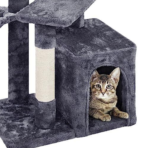 Yaheetech 34in Multi-Level Cat Tree with Bed & Scratching Post Dark Gray