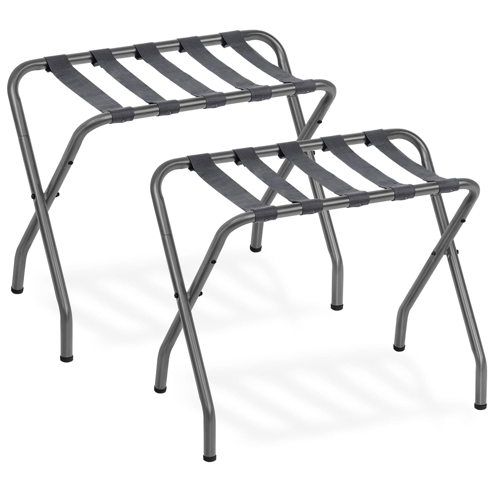 Luggage Rack, Pack of 2, Metal Suitcase Stand, Holds up to 100 lb, Gray Steel Frame