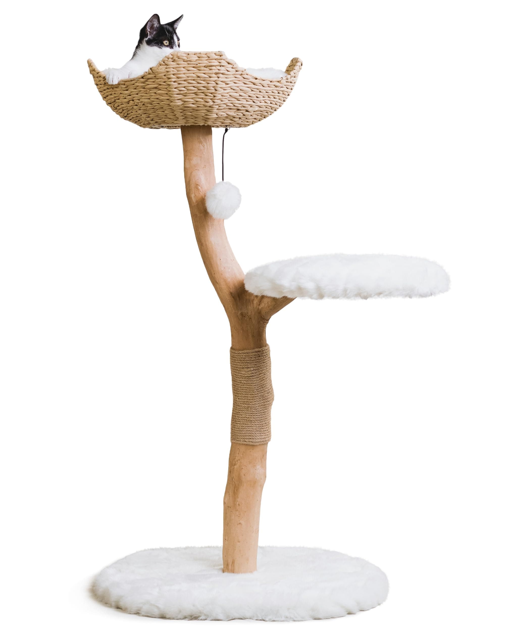 MAU LIFESTYLE Alpine White Wooden Cat Climbing Tree Tower