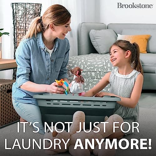 Brookstone 24" Collapsible 11 Gallon Hamper, Non-Slip Handles, BPA Free