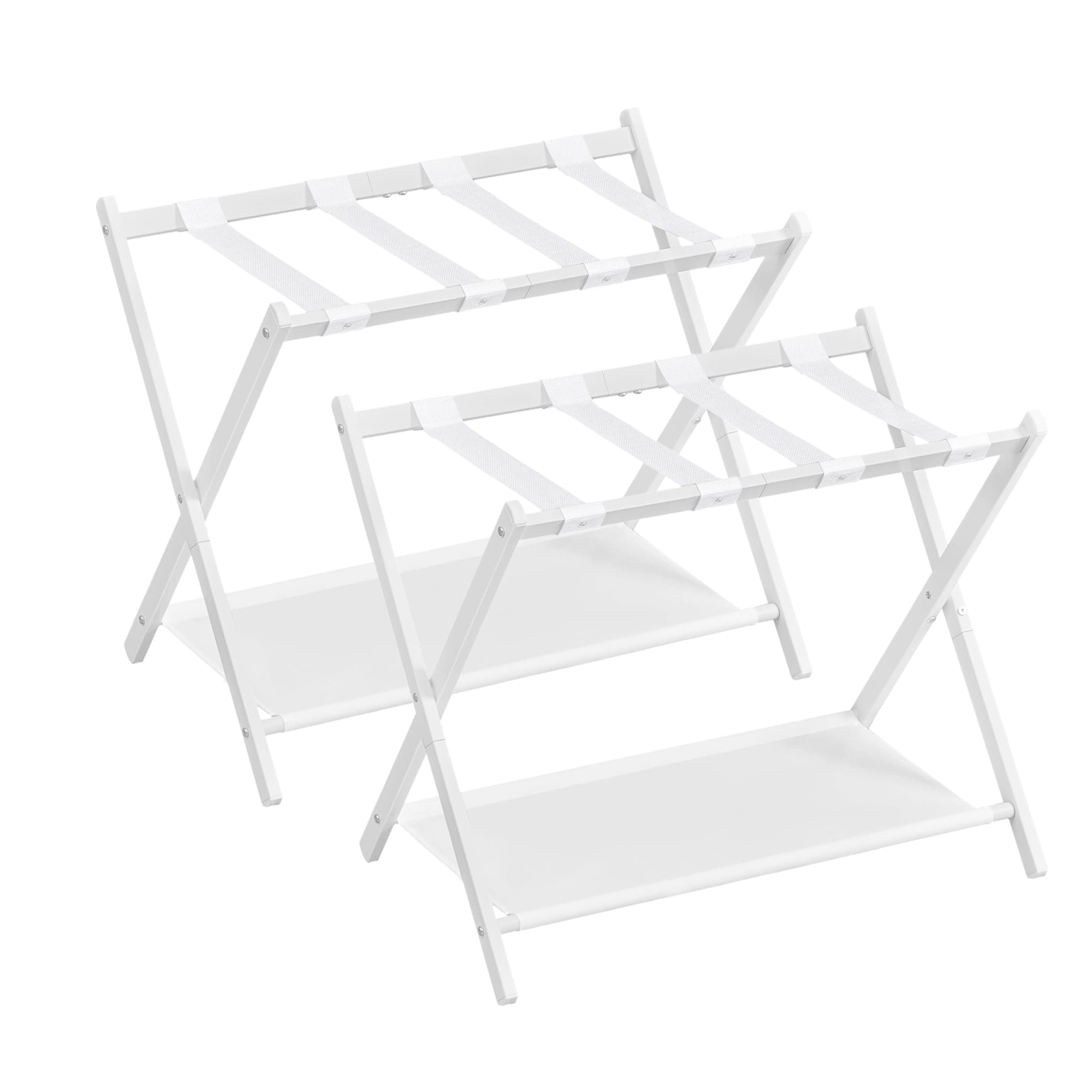 Luggage Racks for Guest Room, Set of 2, Steel Frame, Foldable - Cloud White